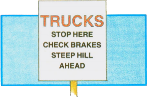 Steep downgrade sign illustration 