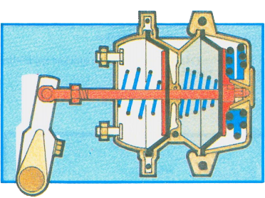 Spring ready for parking or emergency braking illustration