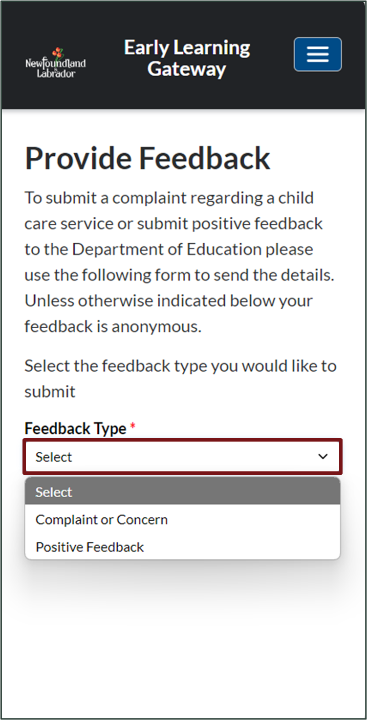 Provide Feedback for the Early Learning Gateway