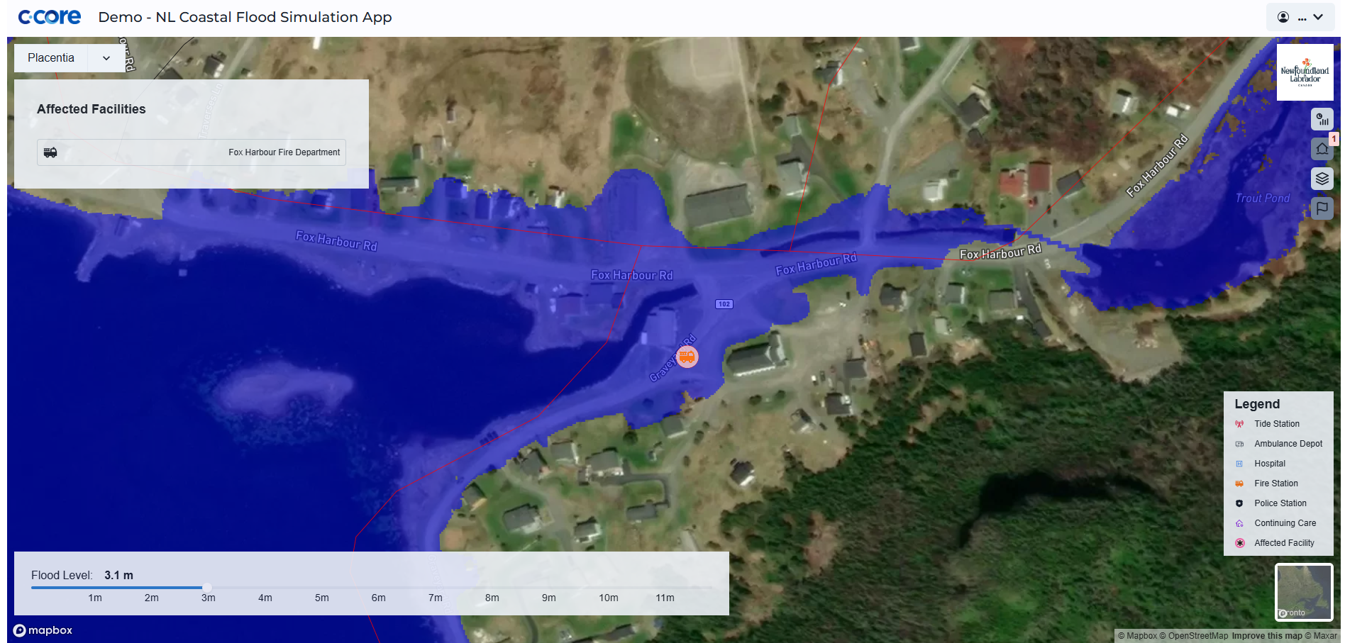A screenshot of the NL Coastal Flooding Simulation Application