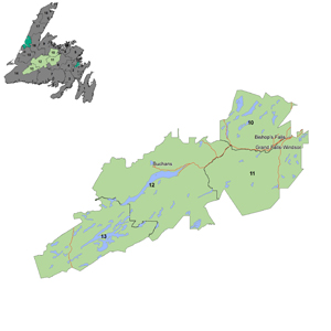 Zone 5: Zone Five is comprised primarily of Forest Management Districts 10, 11, 12 and 13 in central Newfoundland.