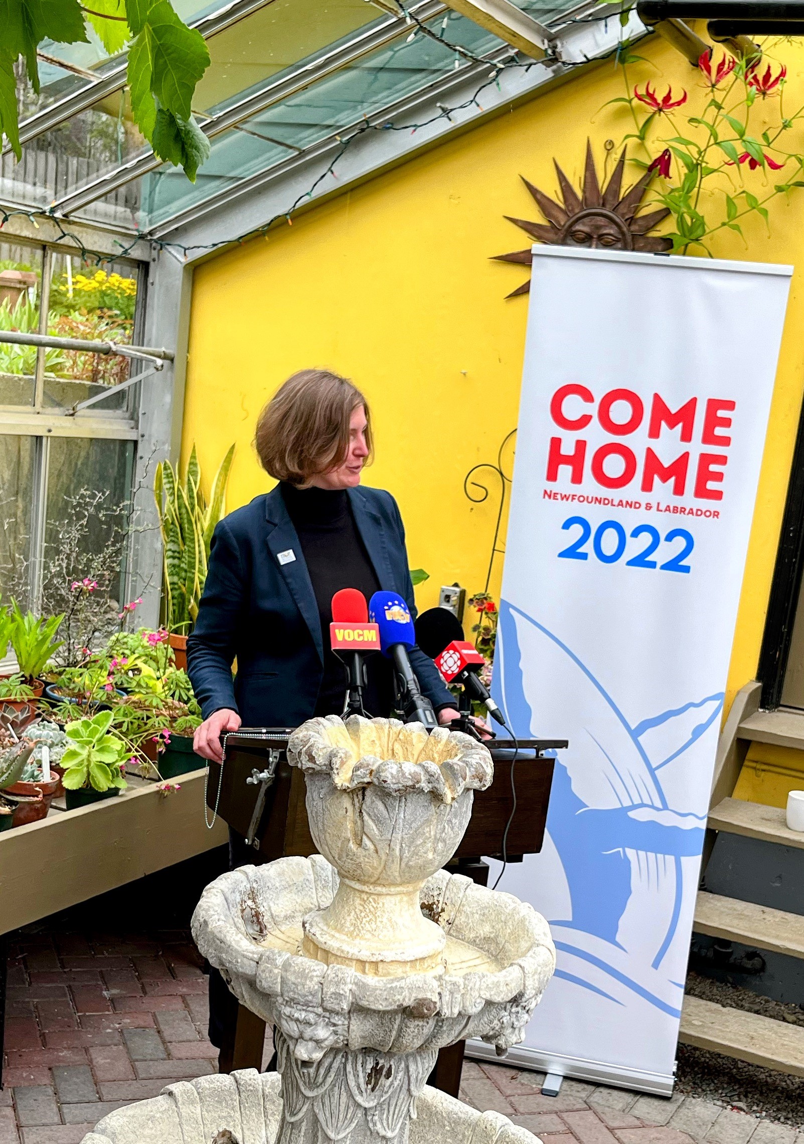 Director of the Botanical Garden and Johnson Geo Centre, Kim Shipp, speaks as a recipient of MusicNL's program