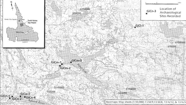 Figure 2. Location of Archaeological Sites Recorded.