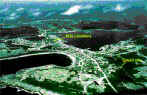 Aerial view of Port au Choix showing location of the MAI Gould Site in relation to the cemetery site